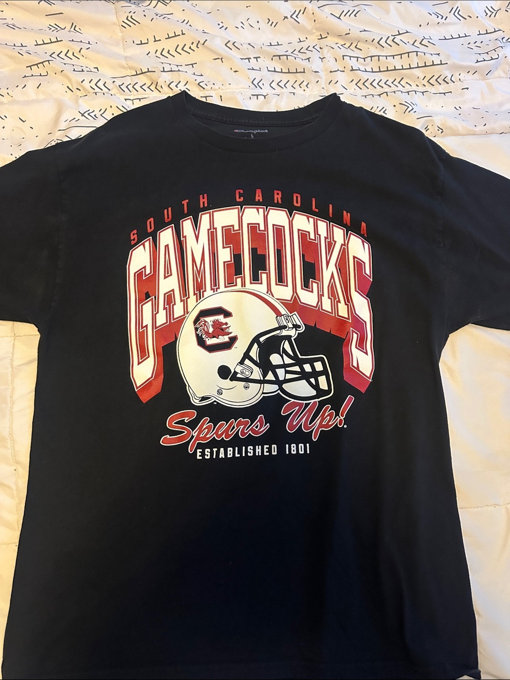 Champion Black South Carolina Gamecocks Graphic Tee with Red and White Logo